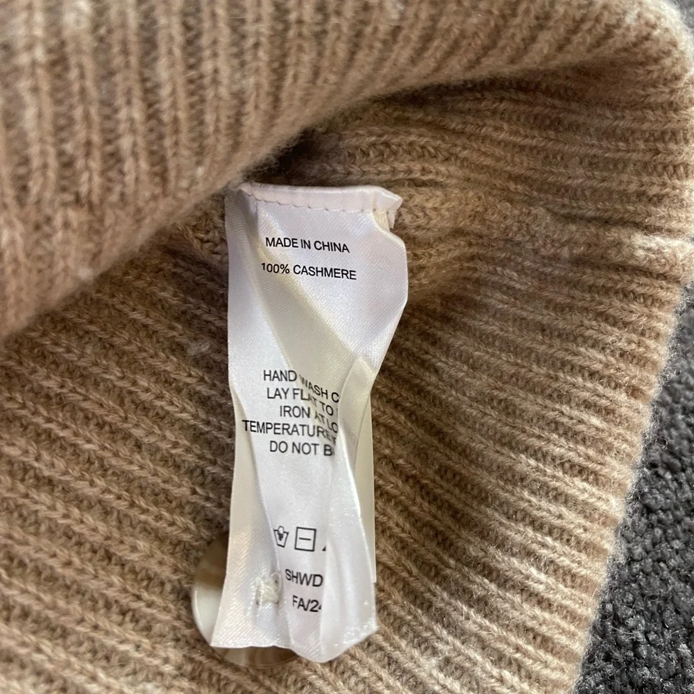 Quince Women's Cream Brown Cardigan Sweater - Picture 5 of 6